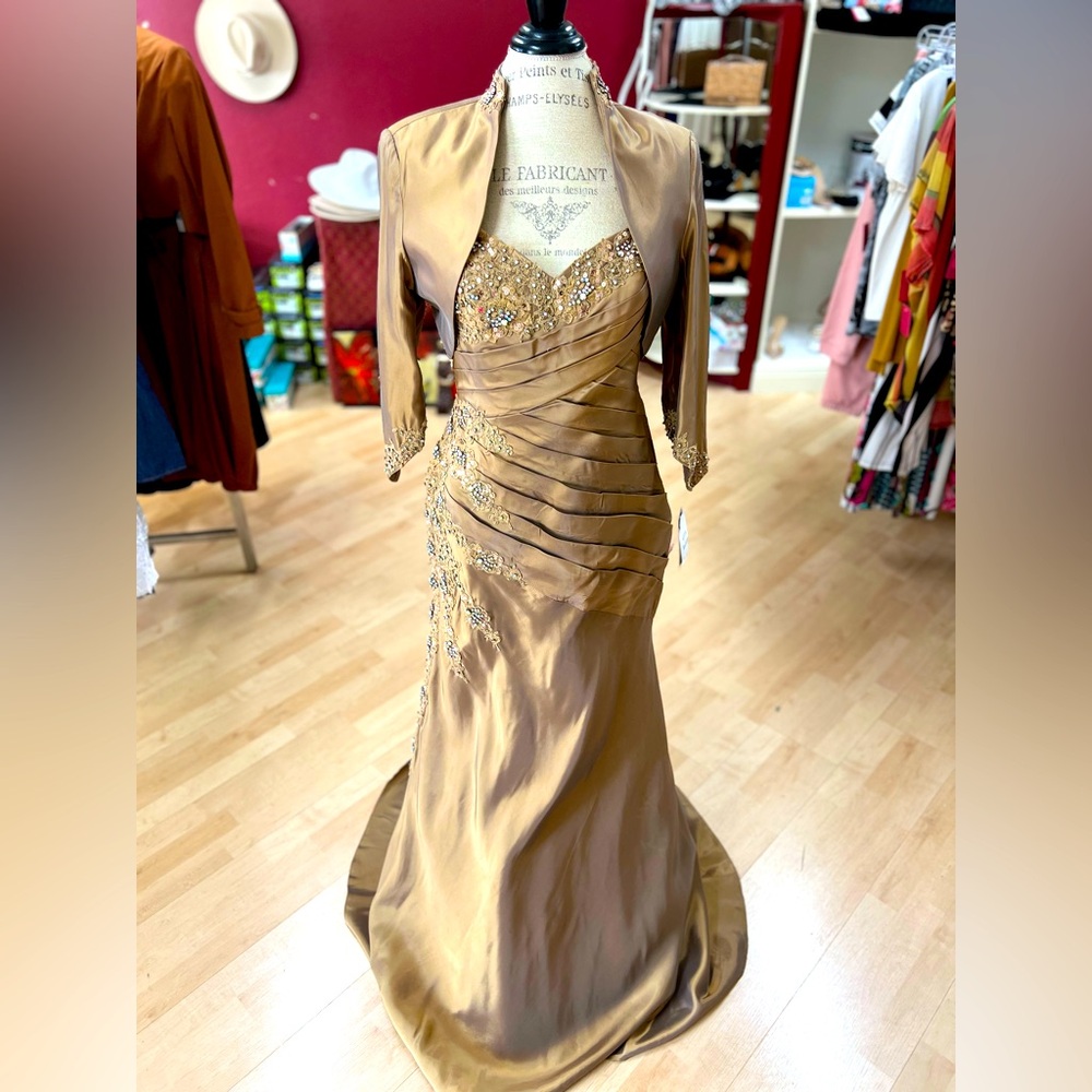 Gold formal wear dress with jacket